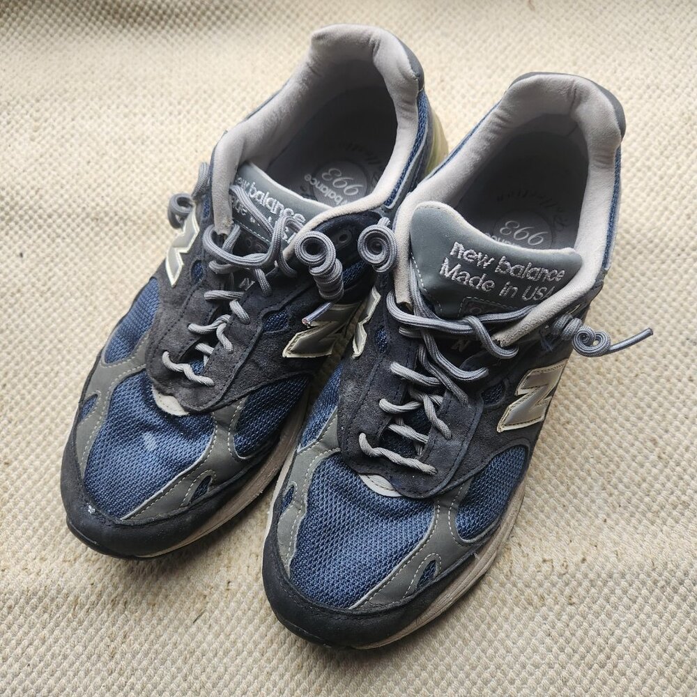 New Balance 993 Navy White Made In USA Mens Size 9 2E Used MR993NV Sneaker Shoes
